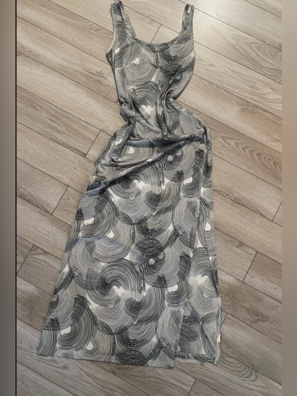 Superstition geometric black-and-white, high slit, maxi tank dress size Medium